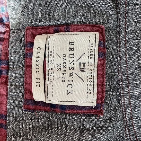 brunswick Garments Men’s Maroon Plaid Long Sleeve Size XS - Picture 6 of 6